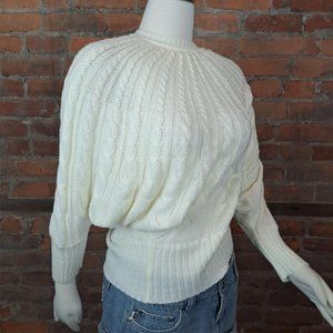 SOLDVintage 1990s Womens I. Magnin Dolman Sleeve Sweater Ivory Cable Knit Size M